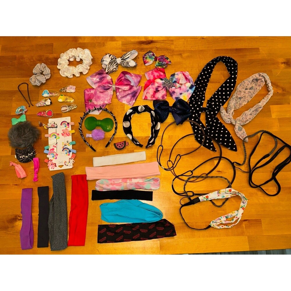 Girls Hair Accessory Lot Headbands Clips Bows Scrunchies